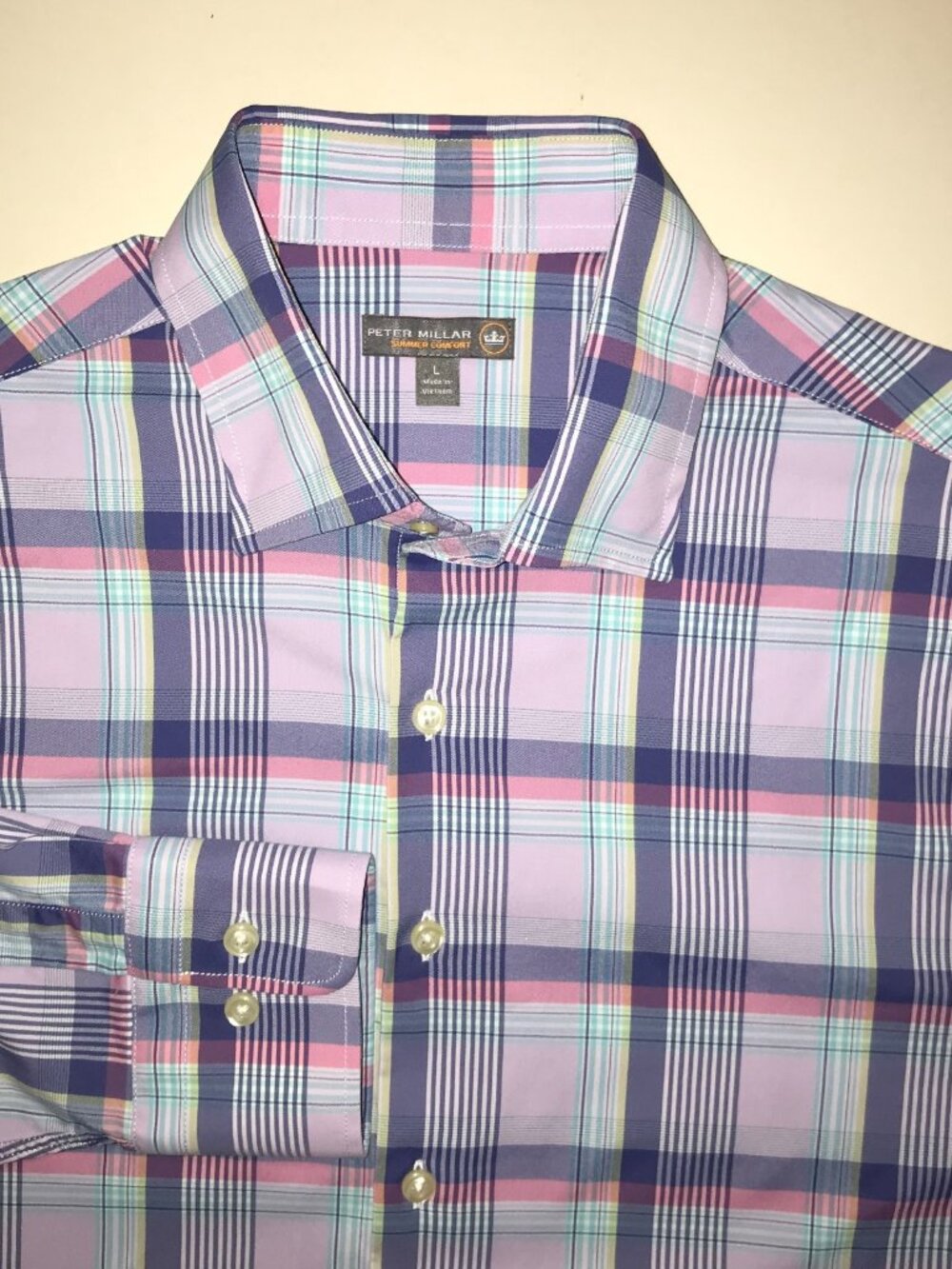 Men's Peter Millar Summer Comfort Long Sleeve Button Front Shirt-Size L